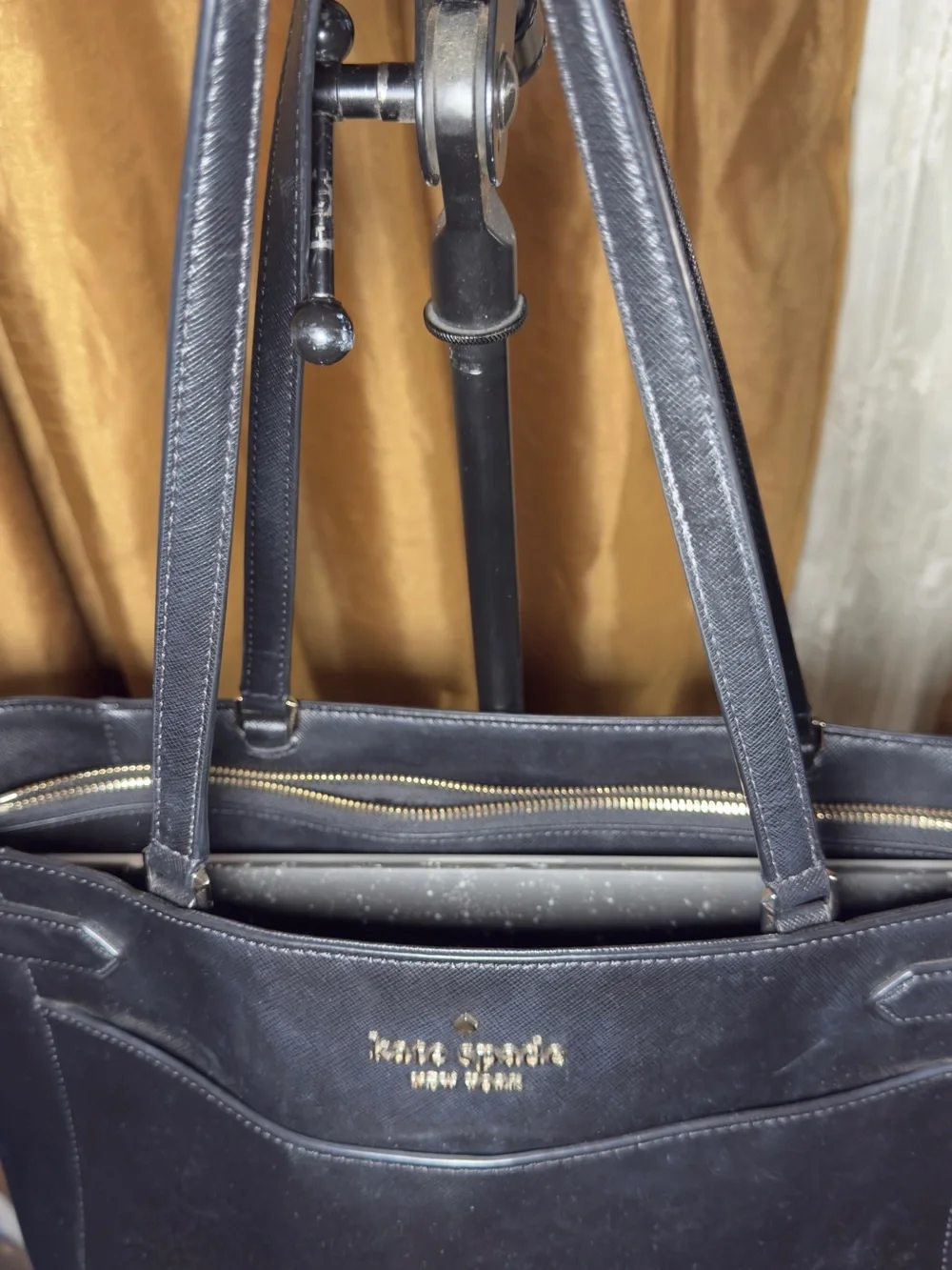 Kate Spade Black Leather Tote with Dual Straps